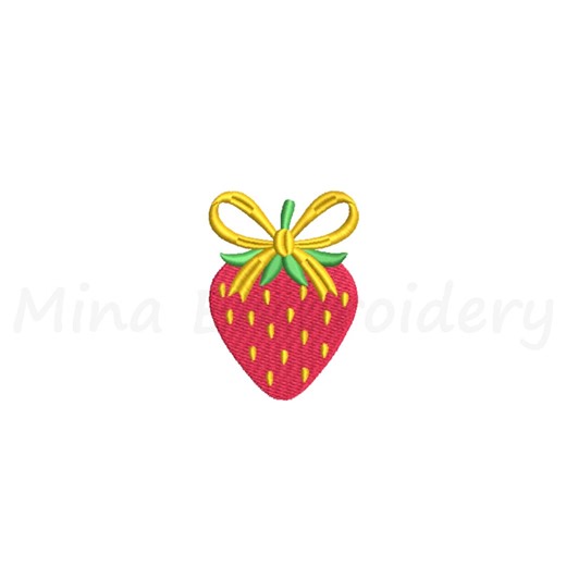 MINI Strawberry Embroidery Design, Berry With Bow Embroidery, Machine Embroidery Design, 5 Sizes, Instant Download - Etsy