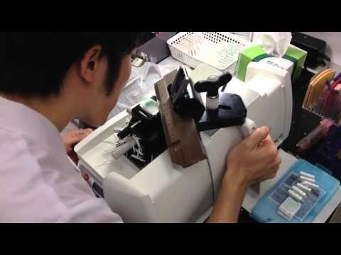 REM-710滑走式ミクロトームによる薄切 息伸展並びにスライドグラスによるパラフィン採取法