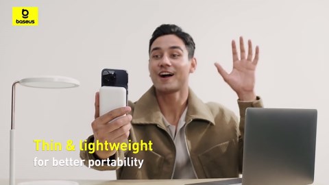 Baseus Wireless Power Bank 6000mAh Magnetic Portable Charger with USB-C Cable 20W Magsafe Battery Pack, White