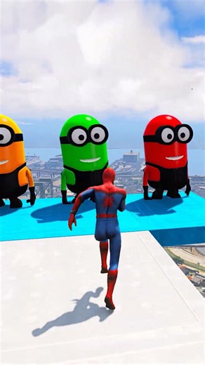 GTA 5 Epic Water Ragdolls Spiderman vs MINION TEAM Jumps/Fails Ep.334 #shorts