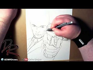 Drawing of Agent 47 from Hitman