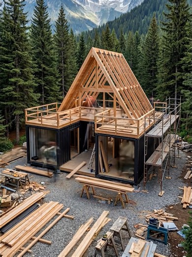 Modern A-Frame & Container Cabin