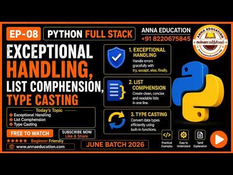 Python Full Stack Tamil | Exception Handling, List Comprehension & Type Casting | EP-08