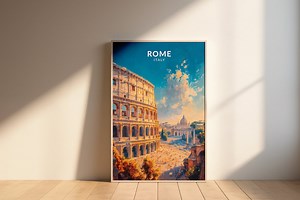 Vintage Rome Travel Poster: Colosseum Art Print - Etsy