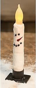 Pack of 2 Snowman LED Battery Operated Taper Candles - Christmas Candles for Holiday Decorations (6-1/4" x 7/8" diam)