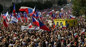 Tens of thousands take to streets in Prague to protest against Czech government