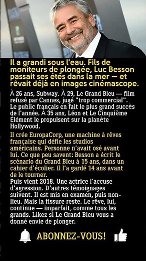 Besson: l'enfant des fonds marins devenu le roi d'Hollywood — et le scandale qui a tout fissuré