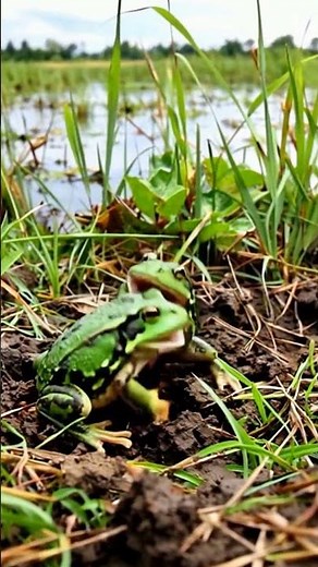 Epic Frog Battle in the Field | Two Frogs Fight Fiercely for Territory #Shorts #FrogFight