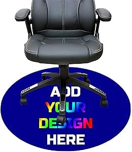 Custom Circular Gaming Chair Mat for Hardwood Floor Anti-Slip Personalized with Photo Text Logo Office Chair Mat for Carpet Desk Chair Mat Computer Chair Mat, DarkBlue, 39"