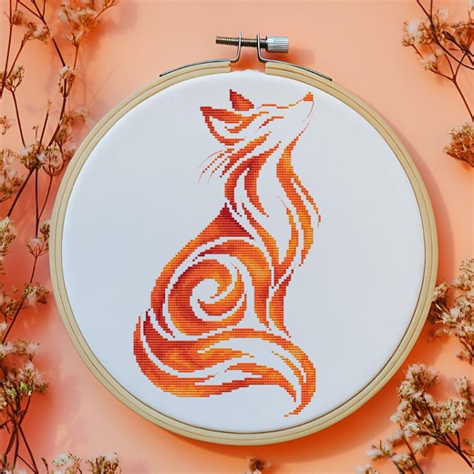 Fox Cross Stitch Pattern: Modern Orange Silhouette (digital PDF) - Etsy