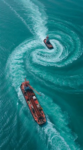Tugboat Creates an Amazing Ocean Swirl #ships