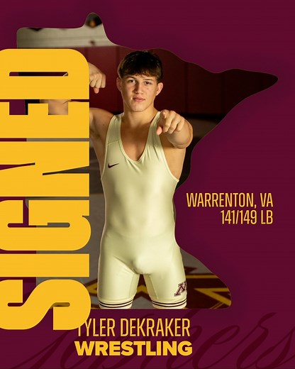 Tyler DeKraker is ready to rock the Maroon and Gold! 🥇 Reigning VA state title winner 🏆 Super 32 champion 🏆 Who's No. 1 title holder #️⃣1️⃣2️⃣ overall in the class #️⃣1️⃣ at 138 nationally #GopherTough 〽️ | Minnesota Wrestling