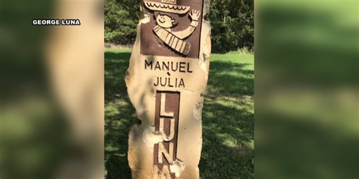 Family stone damaged by gunfire in Lost Springs cemetery