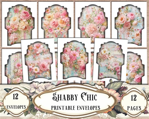 Shabby Chic Journal Envelopes, Junk Journal Supplies, Scrapbook Supplies, Printable Ephemera, Digital Download - Etsy
