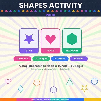 Shape Worksheets Bundle | 5 Shape Activities | Preschool & Kindergarten Math Wor