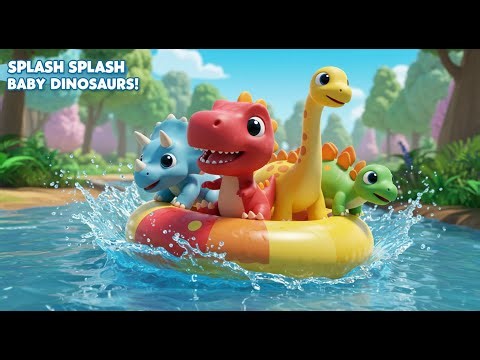 [Kids Song🎵] Splash Splash Baby Dinosaurs!