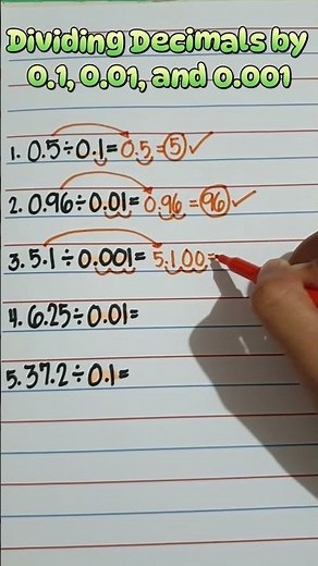 Dividing Decimals by 0.1, 0.01, and 0.001 Mentally...