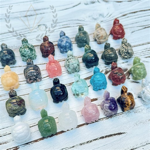 Handmade Crystal Turtle Carving – Natural Stone Figurine, Home Decor (1.5 Inch) - Etsy