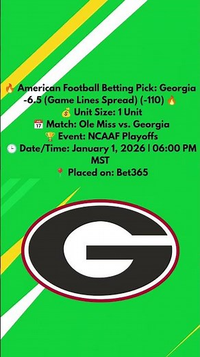 Risking 1 Unit on Georgia -6.5 (−110) in the Playoffs