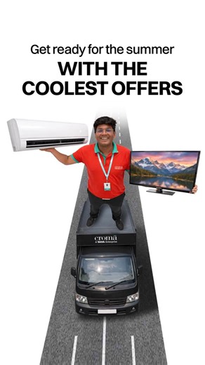 Croma on Instagram: "The coming season is going to be fire (temperature-wise), and it is not exciting until you hear about Croma’s Summer Offers.😍 Get a FREE TV, Mini Refrigerator or Cooler on the purchase of an AC*. That’s not all, enjoy many more cool summer offers. Hurry, the offers are valid for a limited time only. *T&C apply Visit your nearest Croma store today or shop from croma.com or Tata Neu. [Croma, Electronics, Summer offers, Summer, fyp, trend]"
