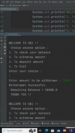 ATM Simulator in Java #java #programming #miniproject #shorts #atm #simulator #isc