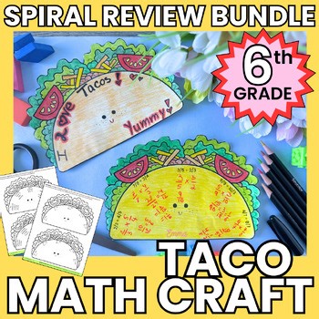 6th Grade Math Taco Craft Bundle | Cinco de Mayo Math Spiral Review Fiesta Craft