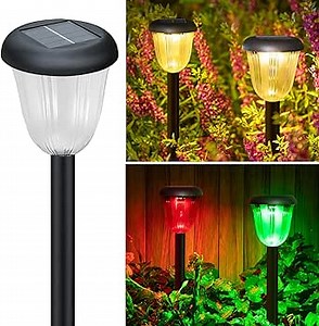 Waterproof Solar Pathway Lights Outdoor - 8 Pack Landscape Light Solar Powered 2 Lighting Modes RGBW, Auto On/Off Garden Lights for Outside, Yard, Patio Walkway Driveway
