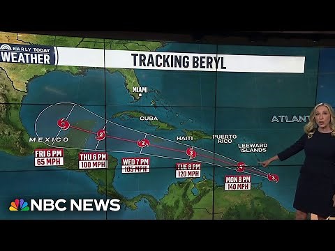 Hurricane Beryl packs 120 mph winds as it heads toward the Windward Islands