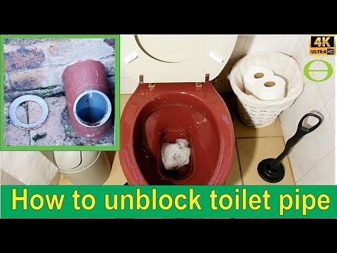 How to unblock a toilet pipe at the inspection eye.