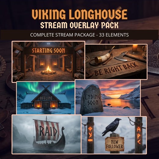Animated Viking Longhouse Twitch Stream Overlay Pack - Norse Valhalla Warrior Streamer Package - Etsy