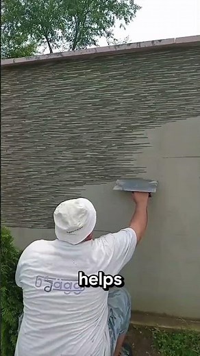 Decorative Concrete Wall Finishing Using Notched Trowel | Amazing Textured Cement Technique 2025