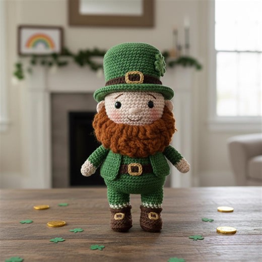 Crochet Leprechaun Doll – St Patrick’s Day Plush | Handmade Amigurumi Irish Gnome - Etsy