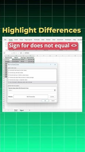 How to Catch Every Difference Between Two Sheets Instantly #excel #exceltips