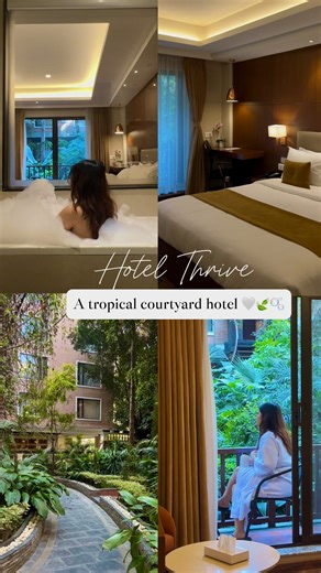 Kemika Bhujel on Instagram: "Love is in the air at @hotelthrive 🍃💗 *super deluxe room does not have bath/jaccuzzi & balcony ✨Celebrate Valentines Day in the heart of Thamel with special package just for you two, surrounded by the beauty of tropical courtyard. This valentine let love ‘Thrive’! Book your romantic escape already #retreat #luxurystay #nature #tropical #tropicalvibes #hotelthrive #tropicalgateway #hotelview #explorepage #fyp #reels #reelsinstagram #reelitfeelit #foryou"