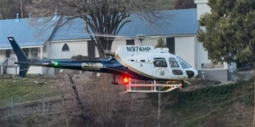 Helicopter hoist operations used to rescue stranded biker