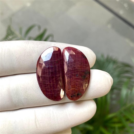 Natural Red Ruby Rose Cut Gemstone, Faceted Jewelry Supply (30-15MM, 45.5 CT.) - Etsy