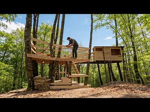 Man Builds a Multi-Level Wooden Treehouse Alone | Full Build