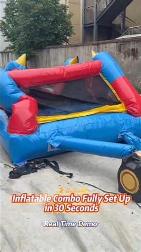 Real 30-Second Inflatable Setup (No Speed-Up) | Combo Bounce Castle + Slide）#bouncycastle #slide