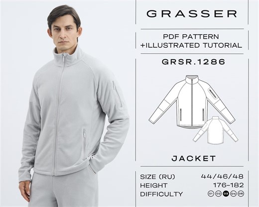 Fleece Jacket Sewing Pattern PDF | Sizes 44 / 46 / 48 (RU) | Grasser Pattern No. 1286 - Etsy Australia