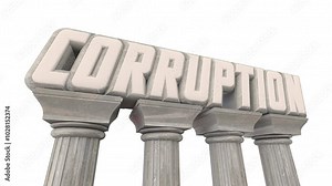 Corruption Marble Columns Pillars Misconduct Criminal Government Institution Illegal Activity Scandal 3d Animation