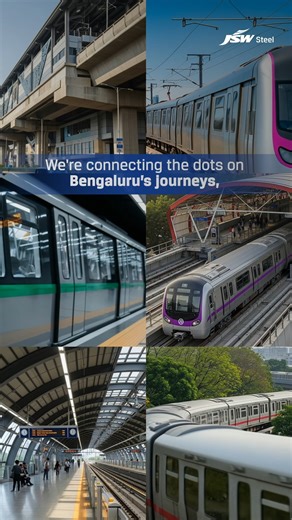 Moving Bengaluru ahead with innovation that’s #AlwaysAround. We at JSW Steel along with JSW Cement, are proud to support the Government of Karnataka by supplying high-quality building materials for the Bengaluru Metro Yellow Line. Together, we’re building the vision of reliable, convenient, and sustainable infrastructure for the people of Bengaluru, that moves them towards a better future. #JSWSteel #InnovationIsAlwaysAround #JSW #Metro #Bangalore #Karnataka #BengaluruMetro | JSW Steel