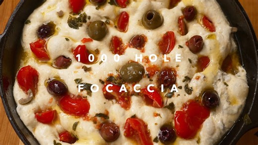 1000-hole focaccia | Perfect for a thousand olives