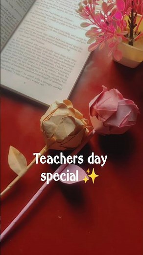 How to make origami 3d rose. Teacher's day special ✨. #art #becolourful #origami #rose