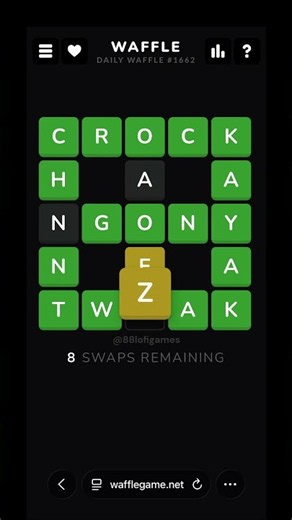 Waffle #1662 - Aug 10, 2026 Solution