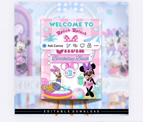 Minnie Pool Party Welcome Sign | Splish Splash Birthday | Minnie Mouse Twodles Birthday | Editable Welcome Sign Minnie - Etsy