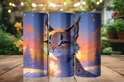 Cute Cartoon Lynx Portrait Tumbler Wrap Sublimation Design (digital Download) - Etsy