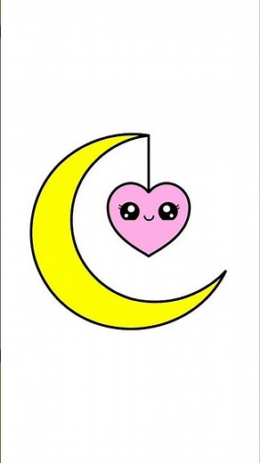 كيف ترسم هلال رمضان مع قلب خطوة بخطوة | رسم سهل | تعليم الرسم للمبتدئين || Draw a moon with a heart