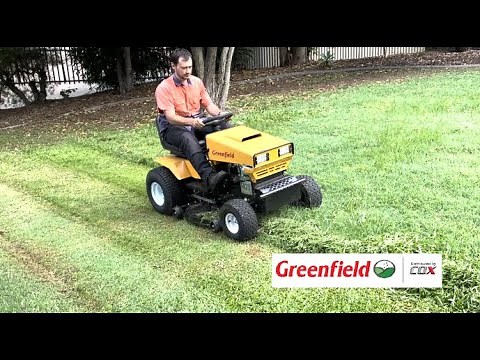FastCut DELUXE ride on Greenfield mower in action