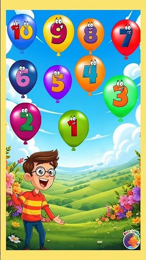 Backward counting song with colorful balloons for kids|| counting song