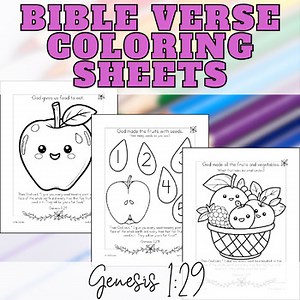 Bible Coloring Sheets- Genesis 1:29 | Sunday School, Christian Preschool/Toddler